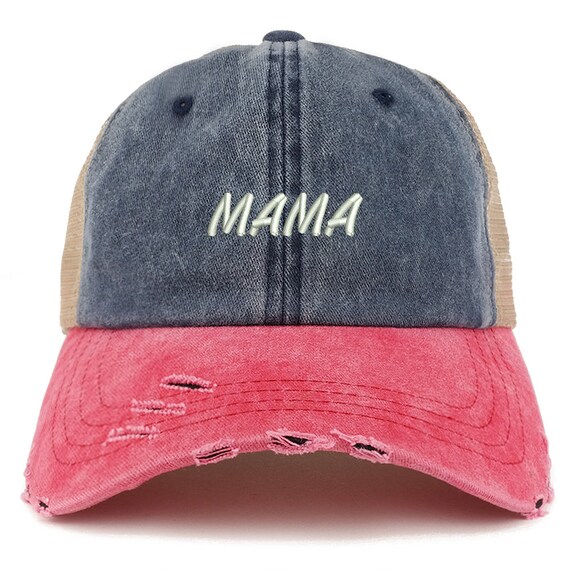 Stitchfy Mama Washed Front Mesh Back Frayed Bill Cap