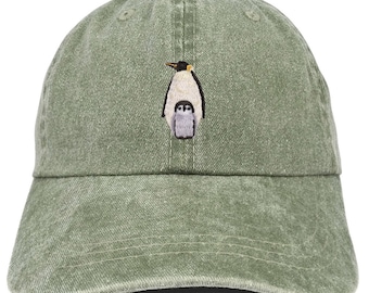 Stitchfy Penguin Patch Pigment Dyed Washed Baseball Cap (SF-AP0035-MGC-7601)