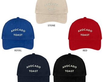 Stitchfy Avocado Toast Embroidered Low Profile Brushed Cotton Cap Dad Hat