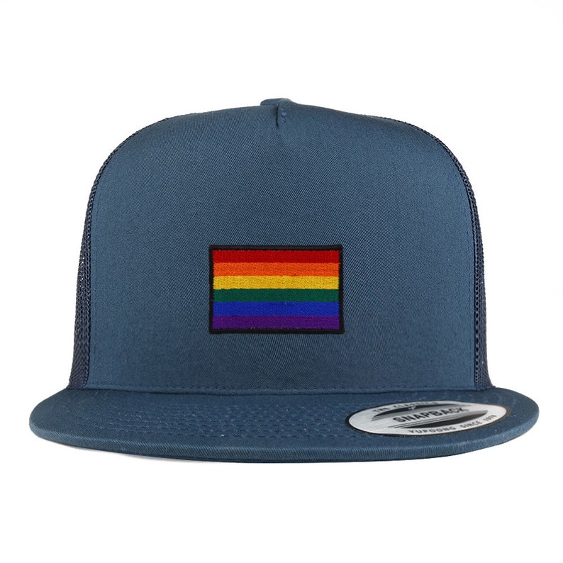 Stitchfy Gay Pride Flag 5 Panel Flat Bill Trucker Mesh Baseball Cap (SF ...