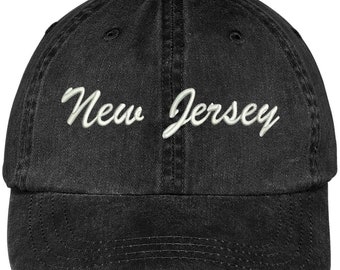 Stitchfy New Jersey State brodé casquette en coton réglable profil bas