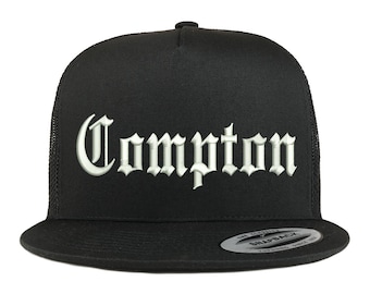 City Compton Cali Los Angeles Snapback Flat Bill Brim Hat Cap Heather Gray Red 