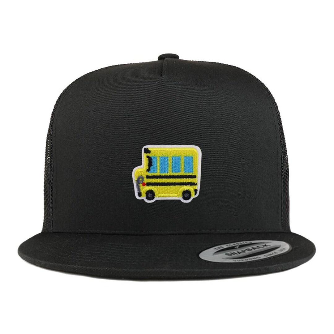 Stitchfy School Bus Patch 5 Panel Flatbill Trucker Cap (SF-AP0142-FLX ...