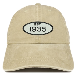 Stitchfy Established 1935 Birthday Embroidered Pigment Dyed Washed Baseball Cap (SF-ESTLOG1935-MGC-7601)