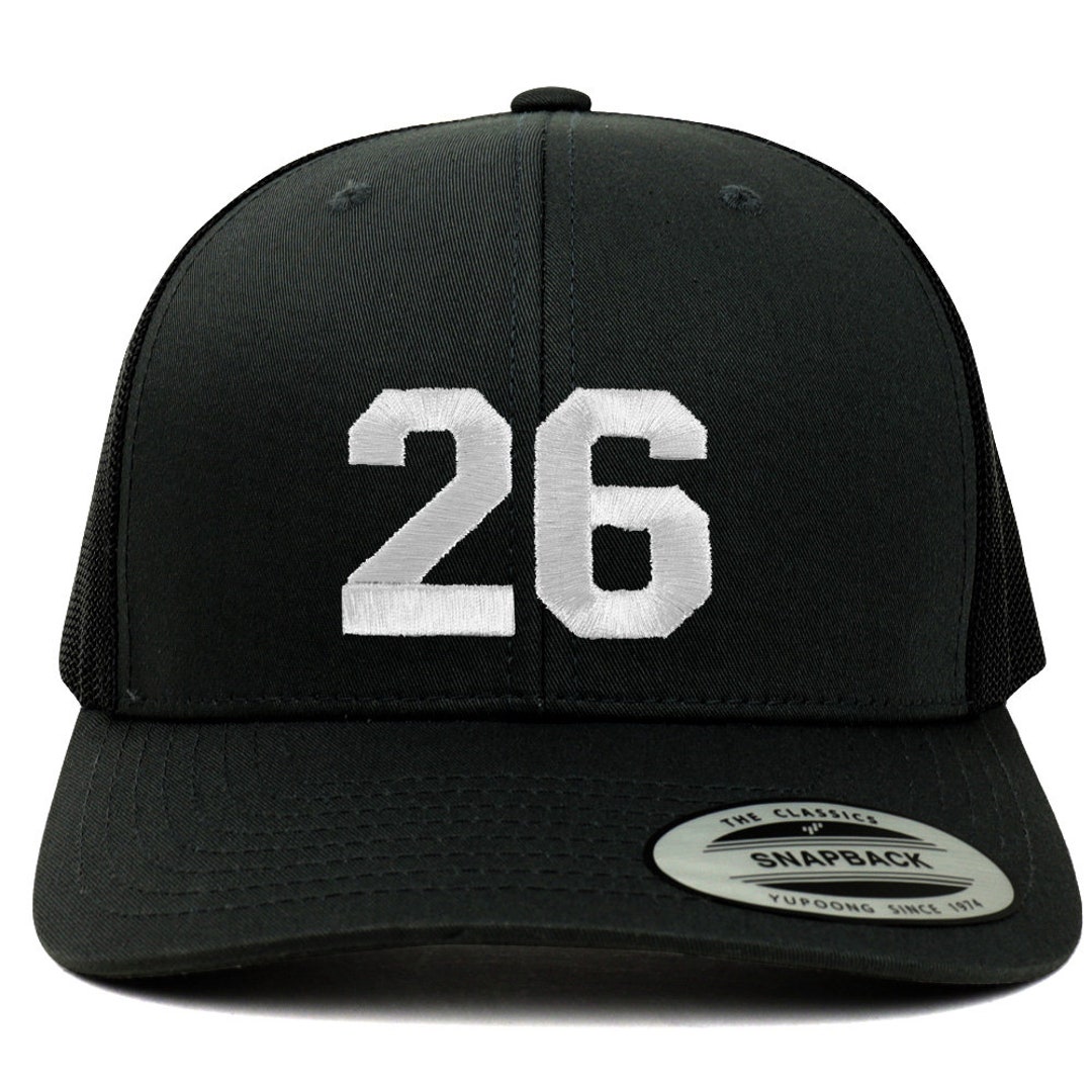 Stitchfy Number 26 White Thread Embroidered Retro Trucker Mesh