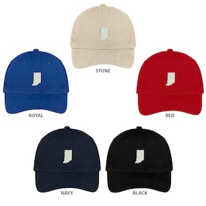 Stitchfy Indiana State Map Embroidered Low Profile Soft Cotton Brushed Baseball Cap