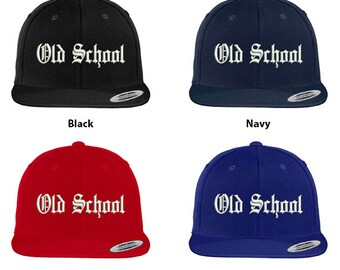 Stitchfy Old School Old English Embroidered Flat Brim Classic Snapback Cap