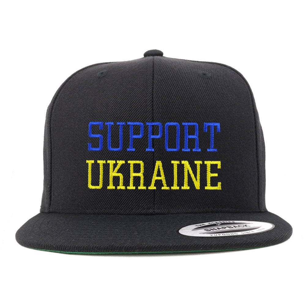 Stitchfy Support Ukraine Embroidered Flat Bill Snapback Baseball Cap (SF-LOG2023-FLX-6089M)