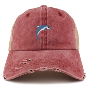 Stitchfy Dolphin Patch Frayed Bill Trucker Mesh Back Cap(SF-AP0034-NIS-GN-1012)