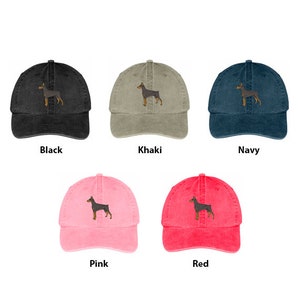 Stitchfy Doberman Embroidered Unstructured Low Profile Washed Pigment Dyed Baseball Cap (SF-LOG053-MGC-7601)