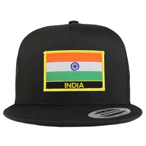 Stitchfy India Flag 5 Panel Flatbill Trucker Mesh Cap