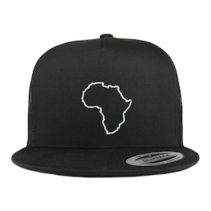 Boné Stitchfy Africa Map Outline 5 painéis Flatbill Trucker Mesh