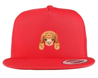 Stitchfy Poodle Patch 5 Panel Flatbill Trucker Cap (SF