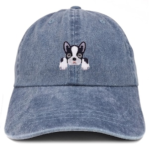 Stitchfy Boston Terrier Patch Pigment Dyed Washed Baseball Cap (SF-AP0015-MGC-7601)