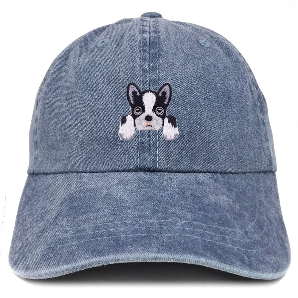 Stitchfy Boston Terrier Patch Pigment Dyed Washed Baseball Cap (SF-AP0015-MGC-7601)