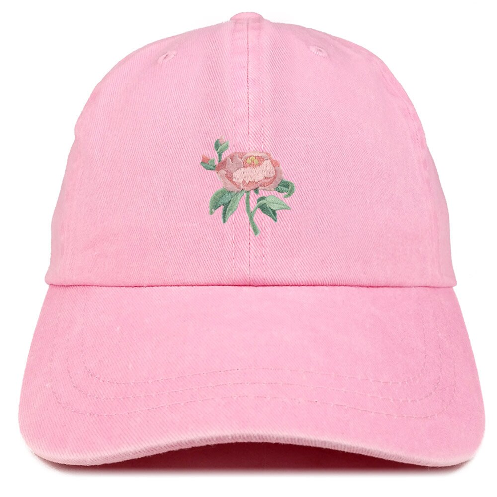 Stitchfy Pink Rose Patch Pigment Dyed Washed Baseball Cap