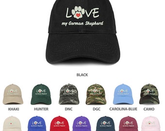 Stitchfy j’aime mon berger allemand brodé 100% coton casquette réglable chapeau de papa