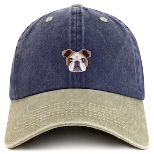 Stitchfy American Bulldog Embroidered Patch Pigment Dyed Soft Cotton Baseball Cap  (SF-AP0266-MGC-7601)