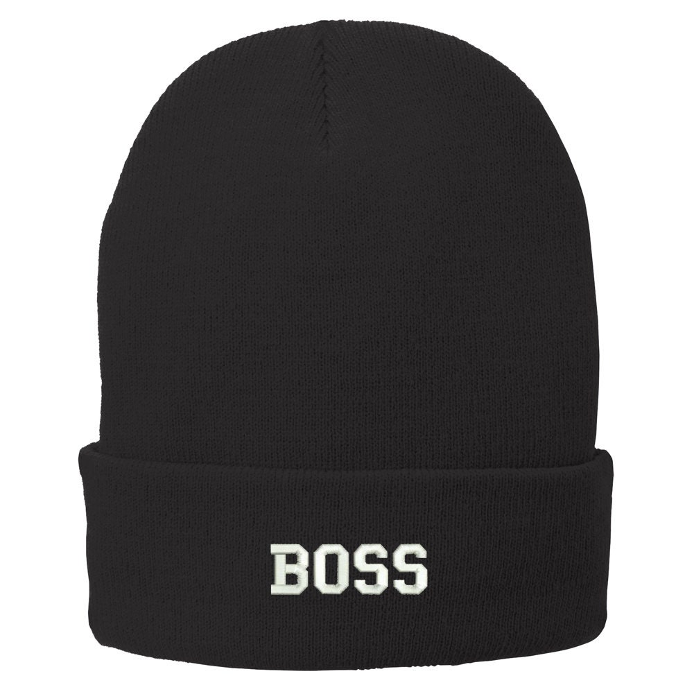 FLEXFIT BOSS Embroidered Beanie – Long Knit Winter Hat, One Size Fits Most - View #4