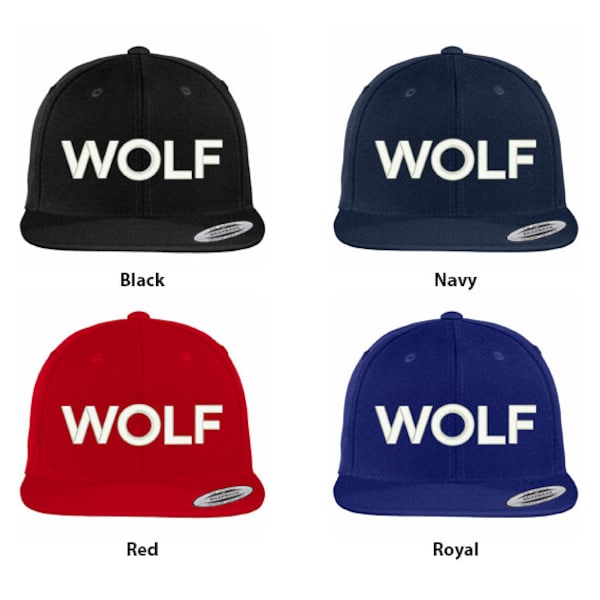 Stitchfy Wolf geborduurd platte bal van Bill Snapback Cap