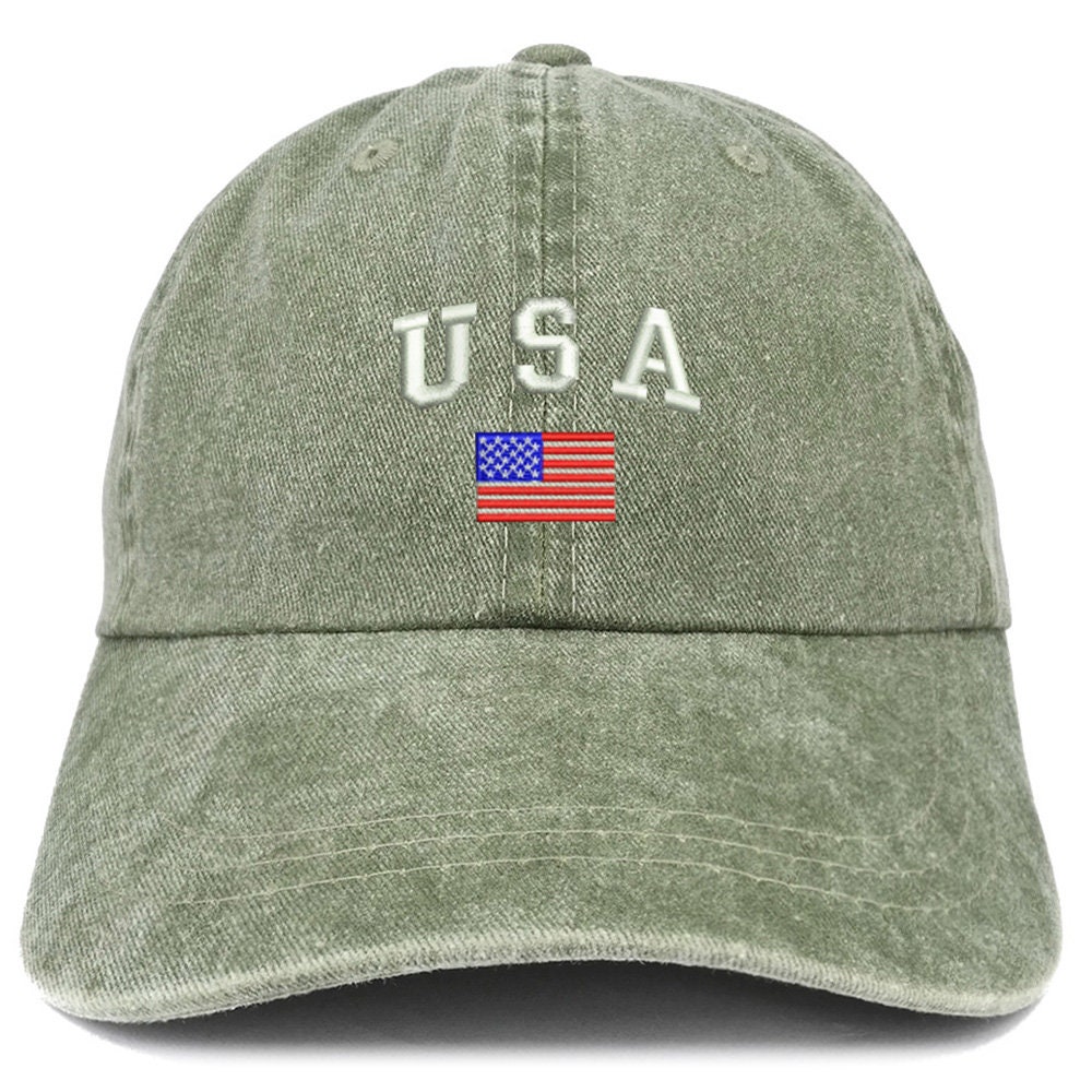 Stitchfy アメリカ国旗と USA 刺繍入り アンストラクチャード