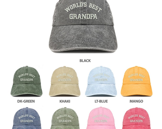 Stitchfy World's Best Grandpa Embroidered Pigment Dyed Low Profile Cotton Cap