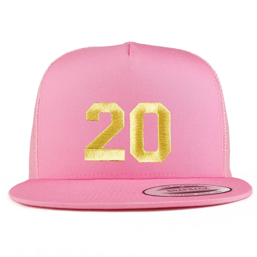 gっfy Stitchfy Number 9 Gold Thread Embroidered 5 Panel Flat Bill