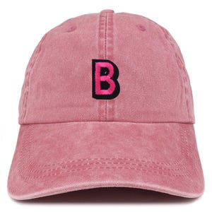 Gorra de béisbol lavada con parche del alfabeto B de Stitchfy, teñida con pigmentos (SF-AP0089-MGC-7601)