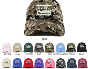 Stitchfy Hello My Name is Grandpa Embroidered Low Profile Soft Cotton Brushed Baseball Cap