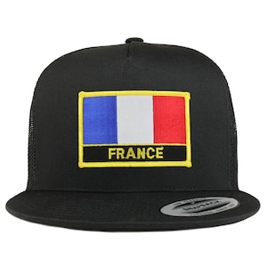 Stitchfy France Flag 5 Panel Flatbill Trucker Mesh Cap