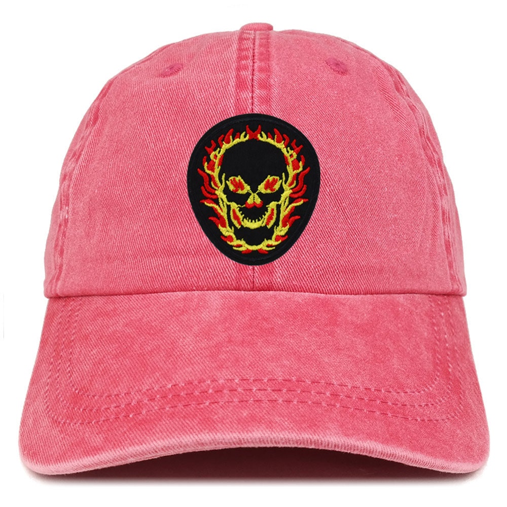 Stitchfy Flaming Black Skull Patch Pigment Dyed Washed