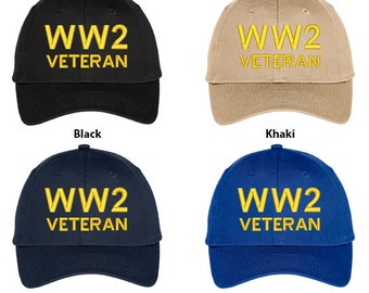 Stitchfy WW2 Veteran Embroidered Structured High Profile Baseball Cap (SF-TXT128-OTC-27-079)