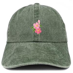 Stitchfy Cherry Blossom Patch Pigment Dyed Washed Baseball Cap (SF-AP0024-MGC-7601)