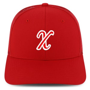 Stitchfy Bokstaven X Script Outline 6 Panel Trucker Baseball Cap (SF-TXT3810-NIS-GNV-003 M)