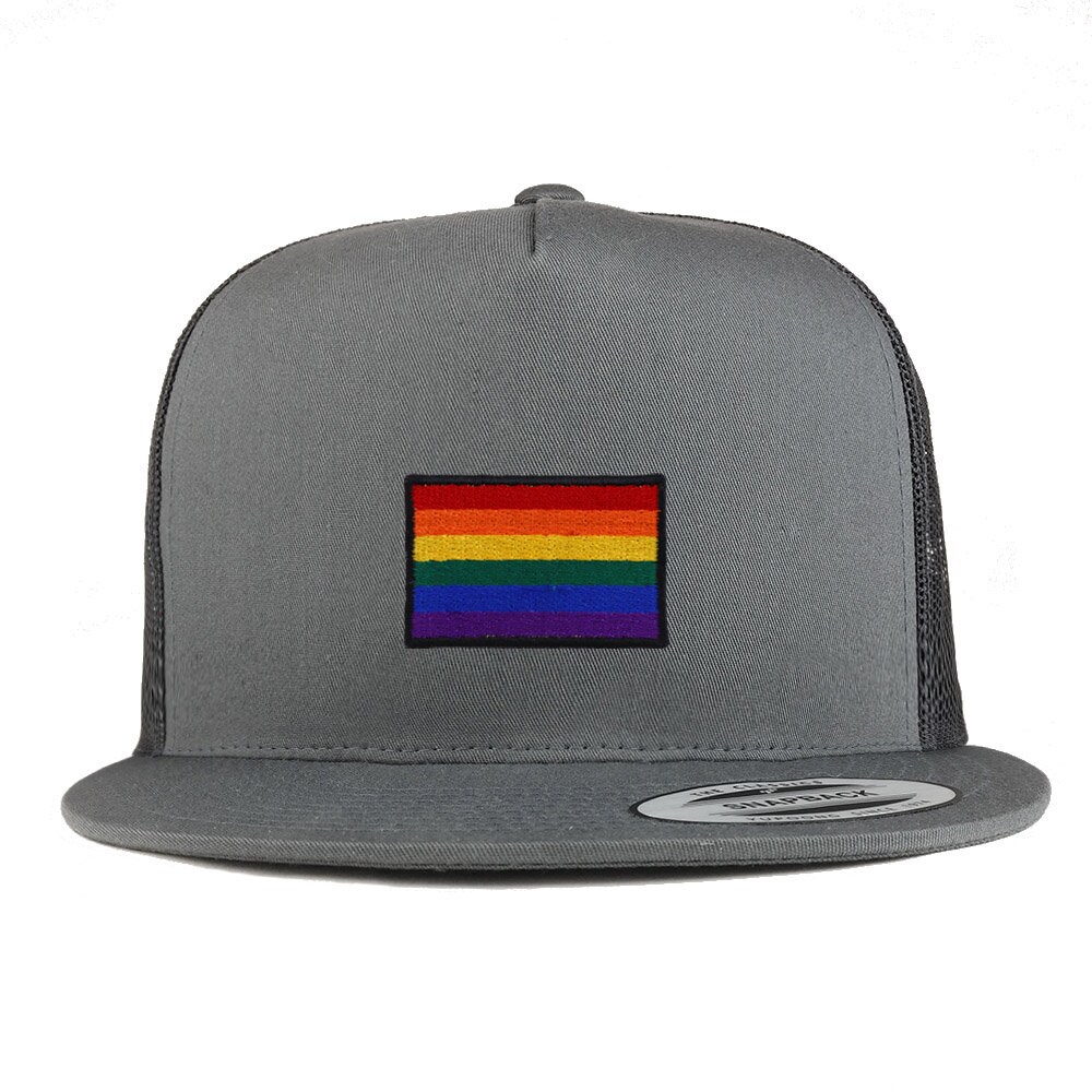 Stitchfy Gay Pride Flag 5 Panel Flat Bill Trucker Mesh Baseball Cap (SF ...