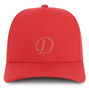 Gorra de béisbol de algodón de 5 paneles con parche de diamantes de imitación y letra D de Stitchfy (SF-AP0331-NIS-GNV-007)