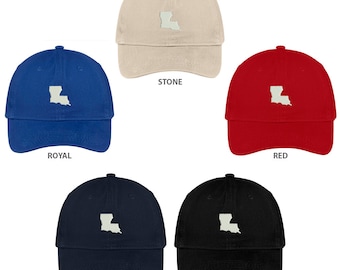 Stitchfy Louisiana State mappa ricamato basso profilo morbido cotone spazzolato berretto da Baseball