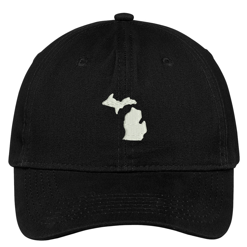 Michigan State Map Embroidered Baseball Cap - Low Profile, Adjustable, Cotton Twill, Royal Blue