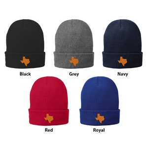 Stitchfy Texas State Karte bestickt Winter lange Strickmütze (SF-LOG174-MGC-5100)
