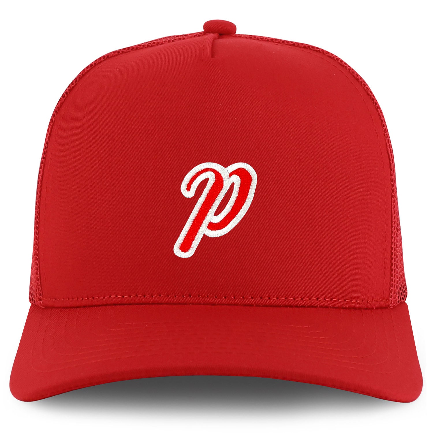 Script P Hat Stitchfy Letter P Script Outline 5 Panel Structured Snapback Trucker ...