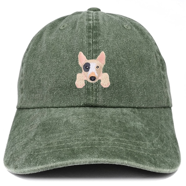 Stitchfy Bull Terrier Patch Pigment Dyed Washed Baseball Cap (SF-AP0018-MGC-7601)