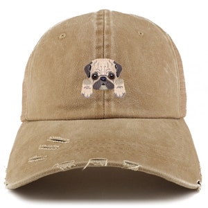 Stitchfy Pug Patch Frayed Bill Trucker Mesh Back Cap (SF-AP0013-NIS-GN-1012)