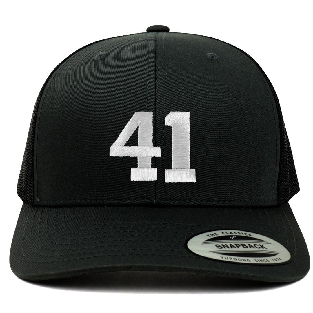 Stitchfy Number 41 White Thread Embroidered Retro Trucker Mesh Baseball ...