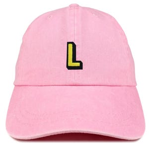 Gorra de béisbol lavada con parche del alfabeto L de Stitchfy, teñida con pigmentos (SF-AP0099-MGC-7601)