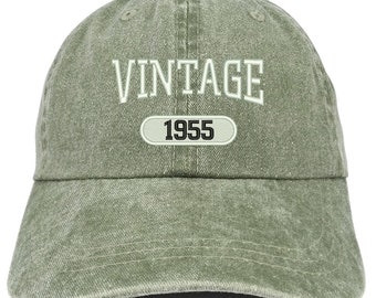 Stitchfy Vintage 1955 Embroidered Pigment Dyed Washed Baseball Cap (SF-VINLOG1955-MGC-7601)