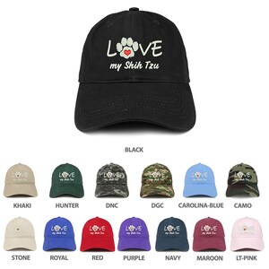 Stitchfy I love My Shih Tzu Embroidered 100% Cotton Adjustable Cap Dad Hat