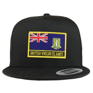 Stitchfy British Virgin Islands Flag 5 Panel Flatbill Trucker Mesh Cap