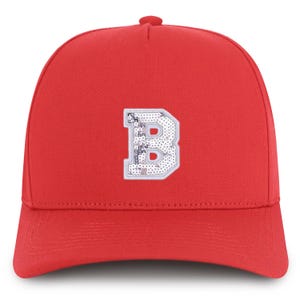 Gorra de béisbol de algodón de 5 paneles con parche de lentejuelas de la letra B de Stitchfy (SF-AP0303-NIS-GNV-007)