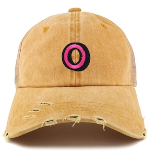 Gorra de camionero con visera deshilachada y parche del alfabeto "O" de Stitchfy (SF-AP0102-NIS-GN-1012)