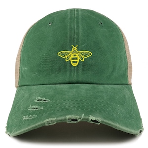 Stitchfy Bee Washed Front Mesh Back Frayed Bill Cap